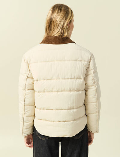 Doudoune droite courte creme femme