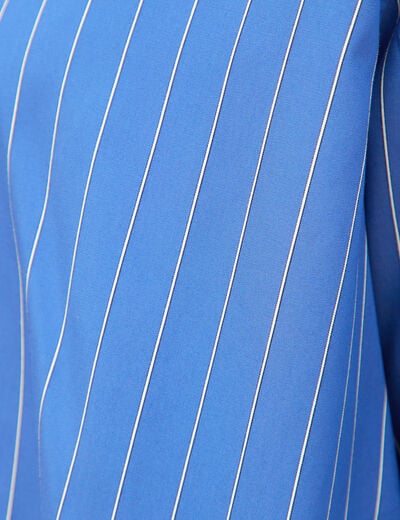 Chemise droite manches longues ray&eacute;e bleu femme