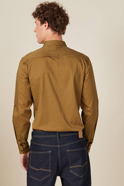 Chemise manches longues vert kaki homme