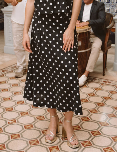 Jupe longue &eacute;vas&eacute;e noir femme