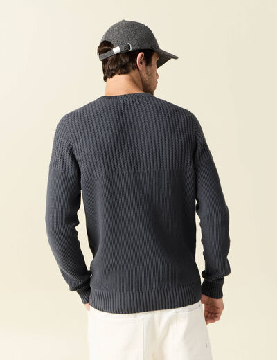 Pull manches longues fabriqué en France vert foncé homme