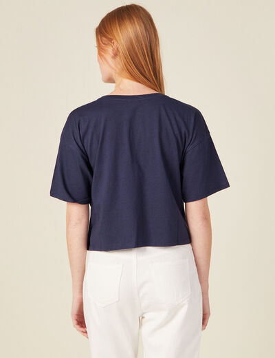 T-shirt manches courtes bleu marine femme