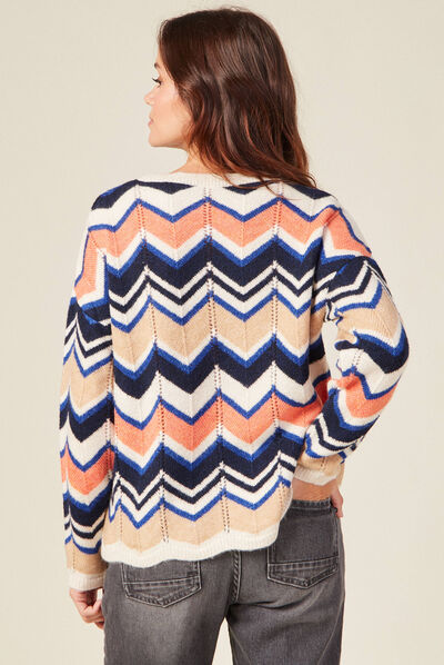 Pull manches longues bleu electrique femme