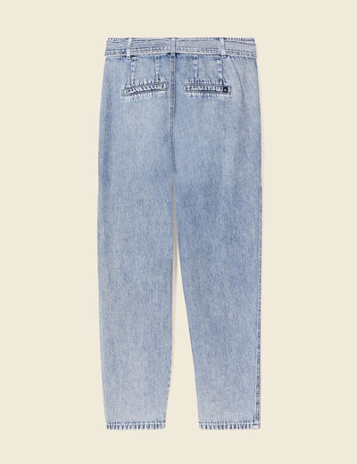 Jeans paperbag ceinturé denim snow bleu femme