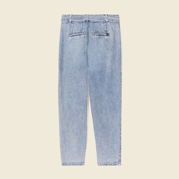 Jeans paperbag ceinturé denim snow bleu femme
