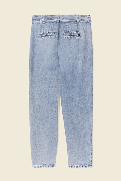 Jeans paperbag ceinturé denim snow bleu femme