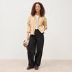 Veste manches longues col classique taupe femme