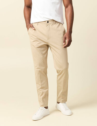 Pantalon chino stretch beige homme