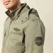 Blouson col montant à capuche vert kaki homme