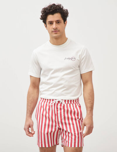 Short de bain rouge corail homme