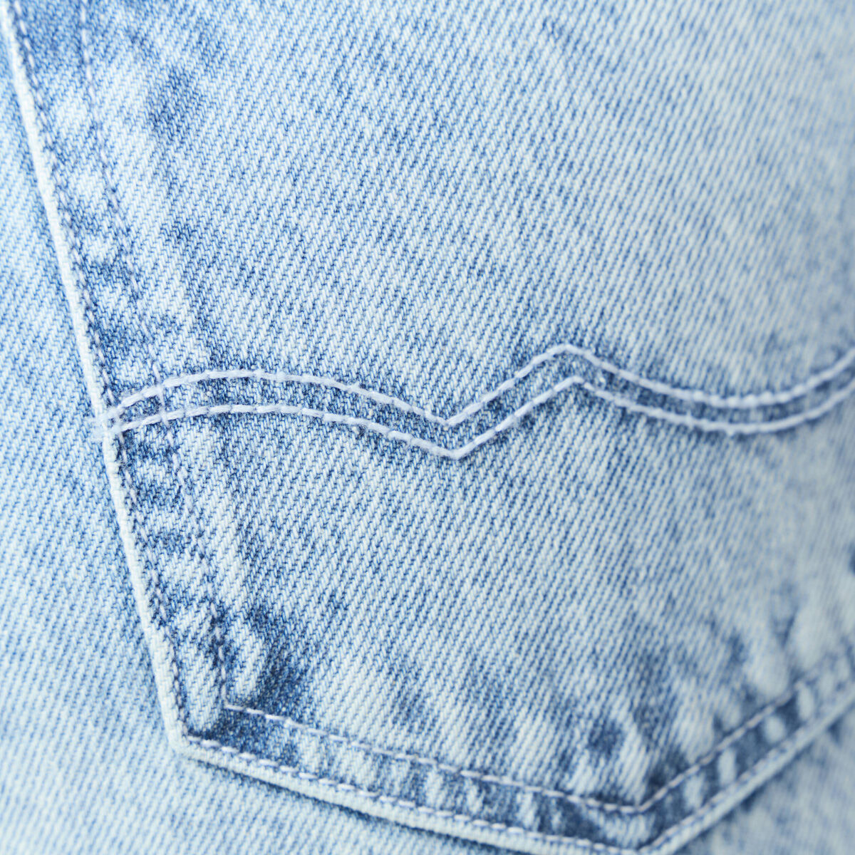 Jeans slouchy taille haute en coton denim bleach femme