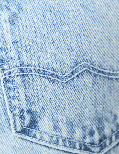 Jeans slouchy taille haute en coton denim bleach femme