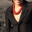 Collier avec perles rouge femme