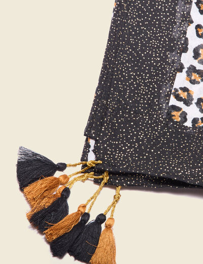Foulard à pampilles noir femme