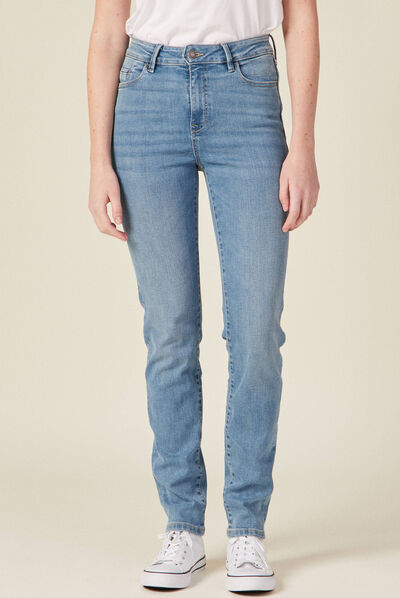 Jeans slim taille haute denim used femme