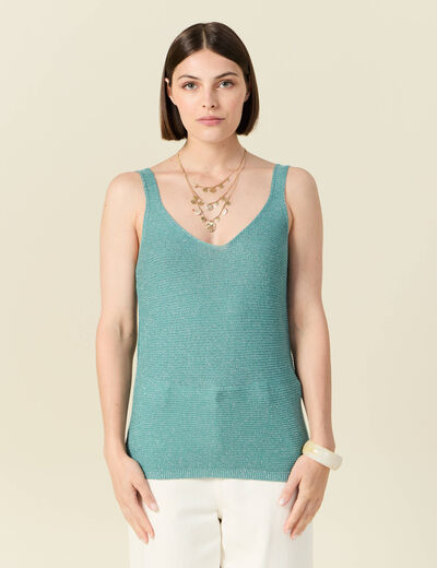 Pull débardeur bretelles vert foncé femme