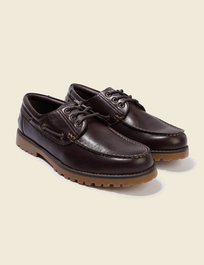 Mocassins &agrave; lacets marron fonc&eacute; homme