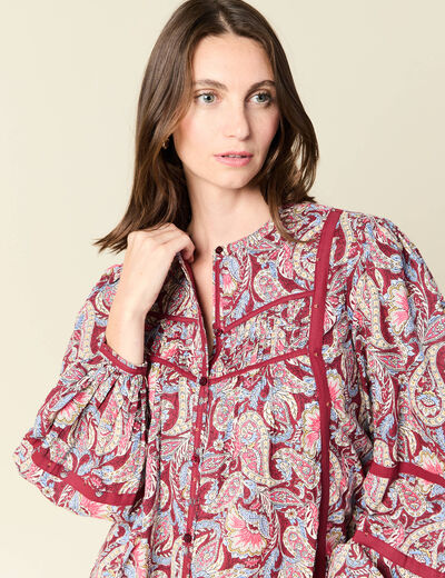 Blouse manches longues bordeaux femme