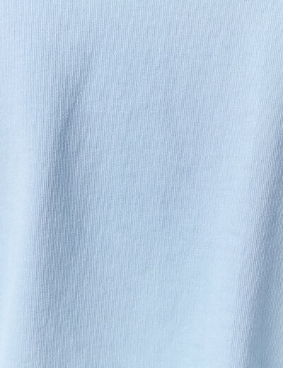 Sweat manches longues col polo bleu clair femme