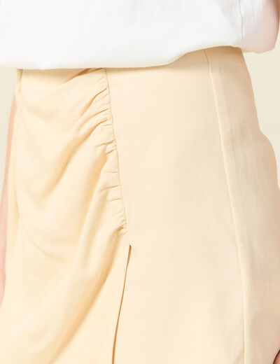 Jupe-short droite zippée creme femme