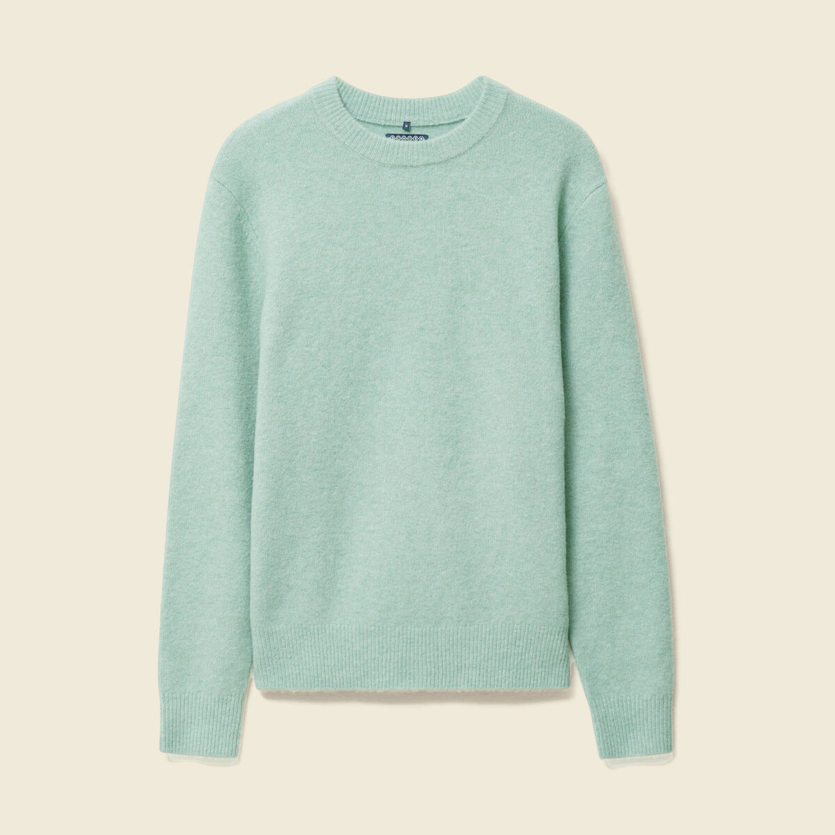 Pull manches longues col rond vert pastel homme
