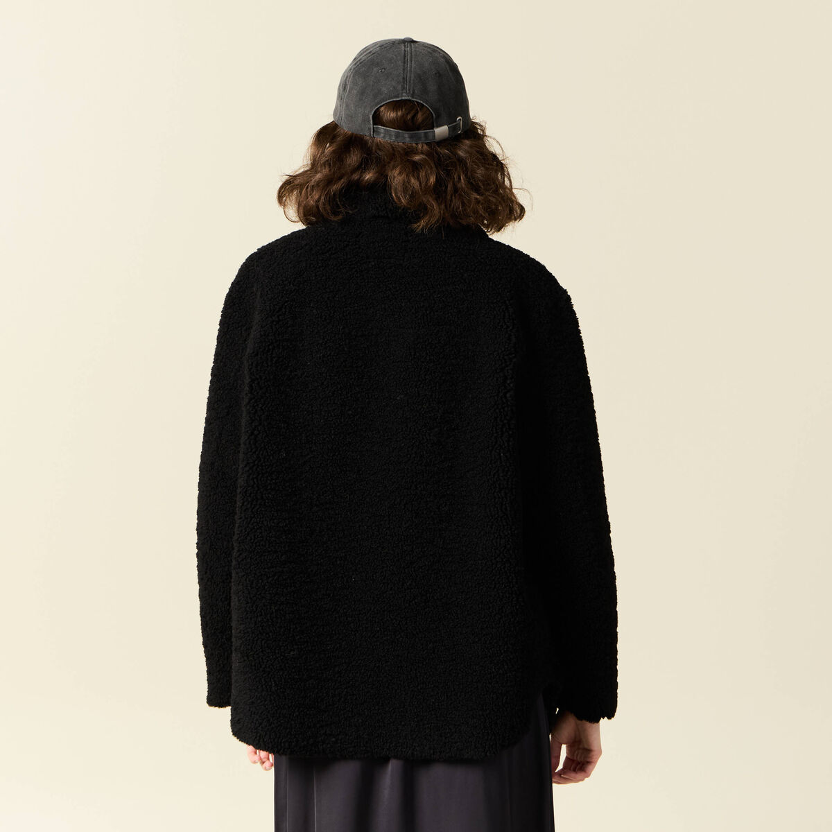 Manteau surchemise droit noir femme