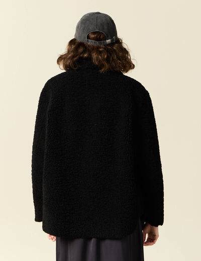 Manteau surchemise droit noir femme
