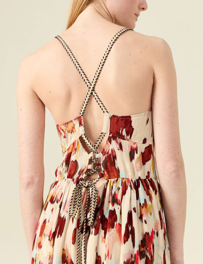 Robe longue évasée fluide sable femme
