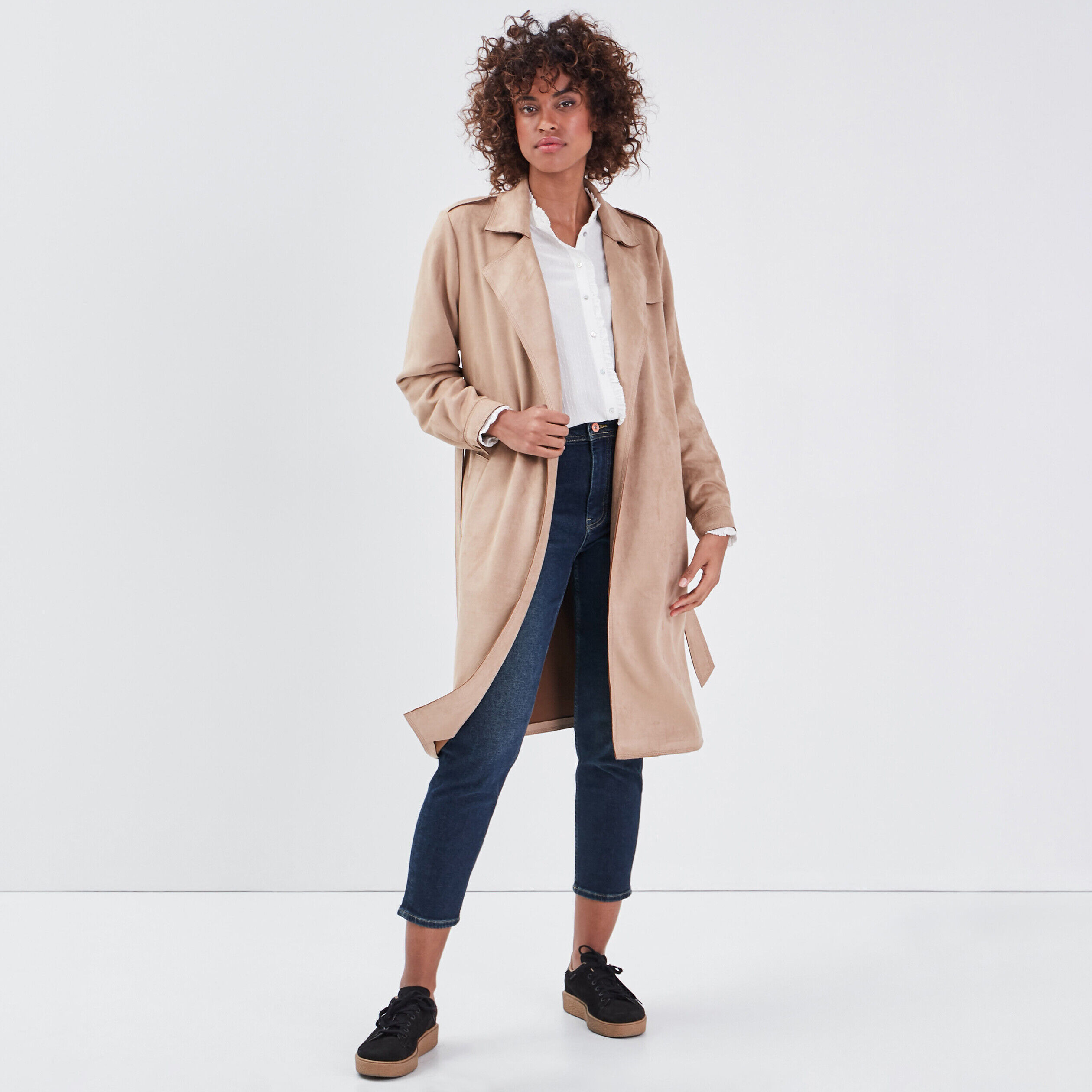 trench femme suedine