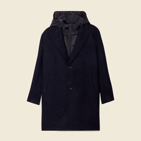 Manteau avec capuche amovible bleu foncé homme
