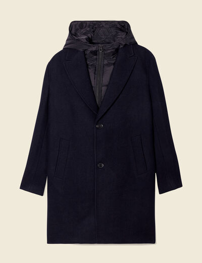 Manteau avec capuche amovible bleu foncé homme