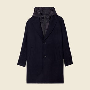 manteau avec capuche amovible bleu fonce homme Manteau avec capuche amovible bleu foncé homme