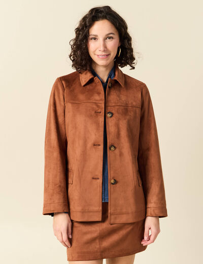 Veste manches longues doubl&eacute;e camel femme