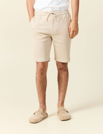 Bermuda droit élastiqué beige homme