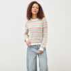 Pull ajour&eacute; col rond manches longues multicolore femme