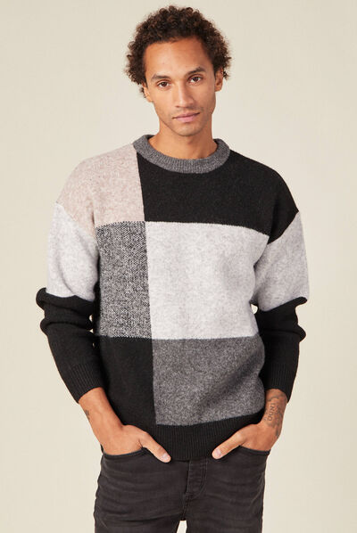 Pull manches longues noir homme