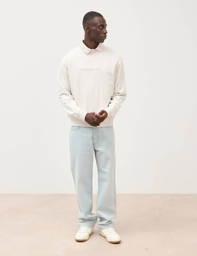 Sweat col rond manches longues gris clair homme