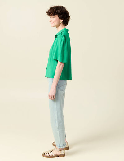 Chemise manches courtes vert femme