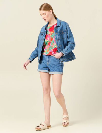 T-shirt manches courtes multicolore femme