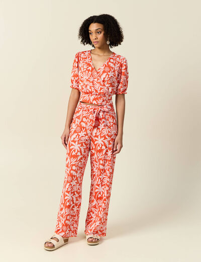 Blouse manches courtes orange foncé femme