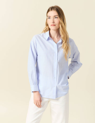 Chemise manches longues bleu pastel femme