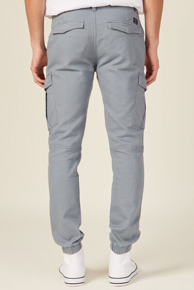Pantalon cargo taille à cordon bleu gris homme