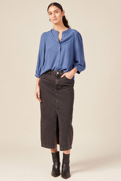 Chemise manches 3/4 bleu ciel femme