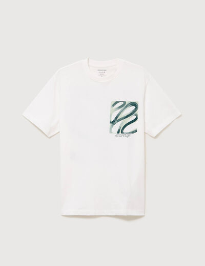 T-shirt ample en coton manches courtes ecru homme