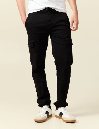 Pantalon battle bas resserr&eacute; noir homme