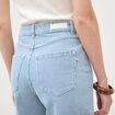 Bermuda large taille haute en jeans denim stone femme