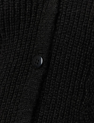 Gilet ajouré col V manches longues noir femme