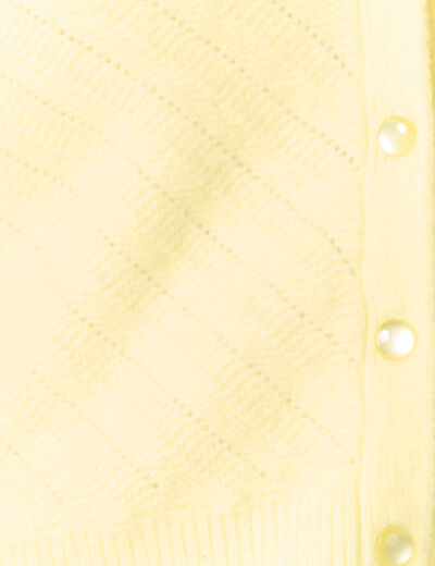 Gilet manches 3/4 jaune pastel femme