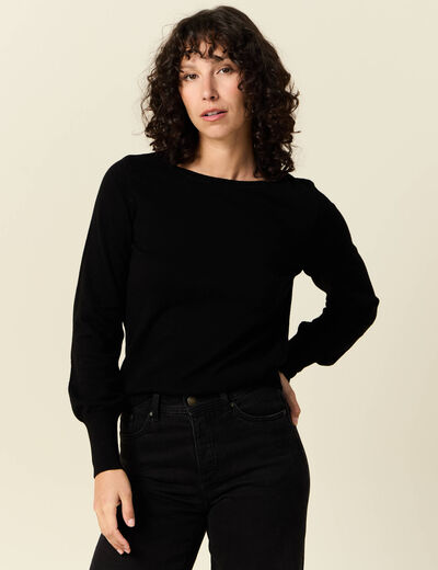 Pull manches longues noir femme