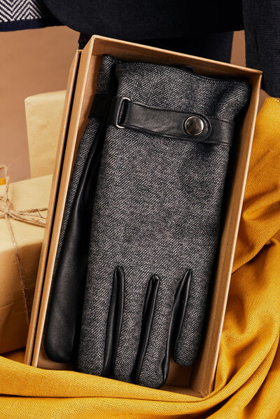 Gants en cuir noir homme